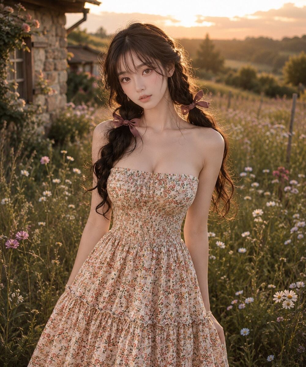 Twirl into Flowers strapless Smocked flowy blooming floral Maxi dress